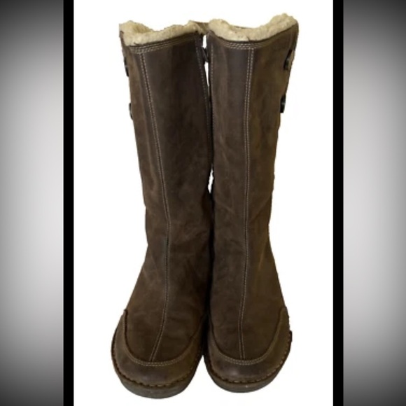 Teva Tonalea Boots Sherpa Lined Size 8 Brown Leather Waterproof Side Zip 4327 - Picture 3 of 15